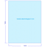 Härdat säkerhetsglas 1665 x 1984 mm, t= 8 mm