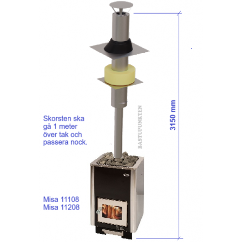 Paket Misa bastuaggregat 11208 med skorsten och keramisk bastusten